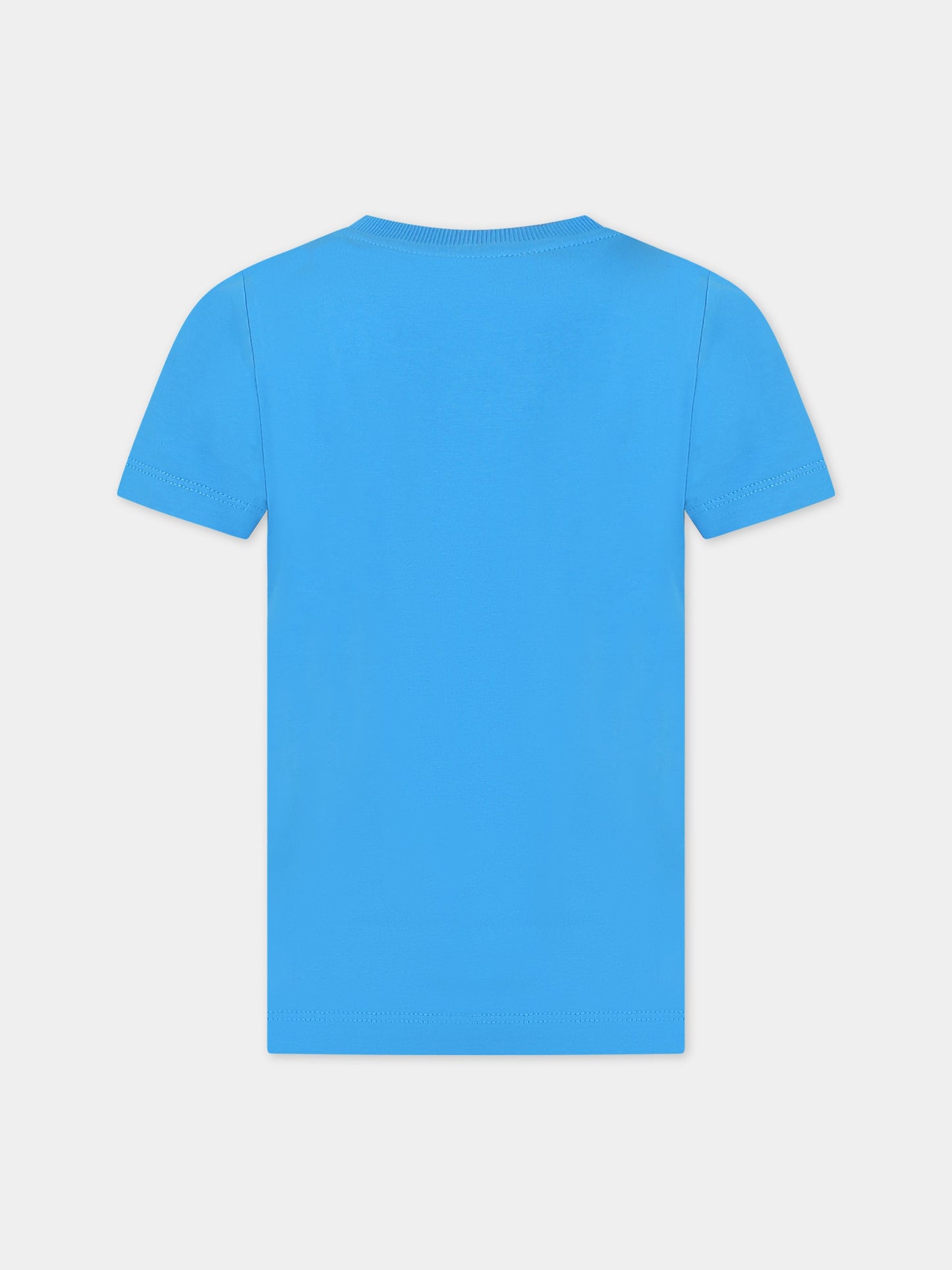 T-shirt blu per bambini con logo e Teddy Bear,Moschino Kids,HNM03S LBA19 40641