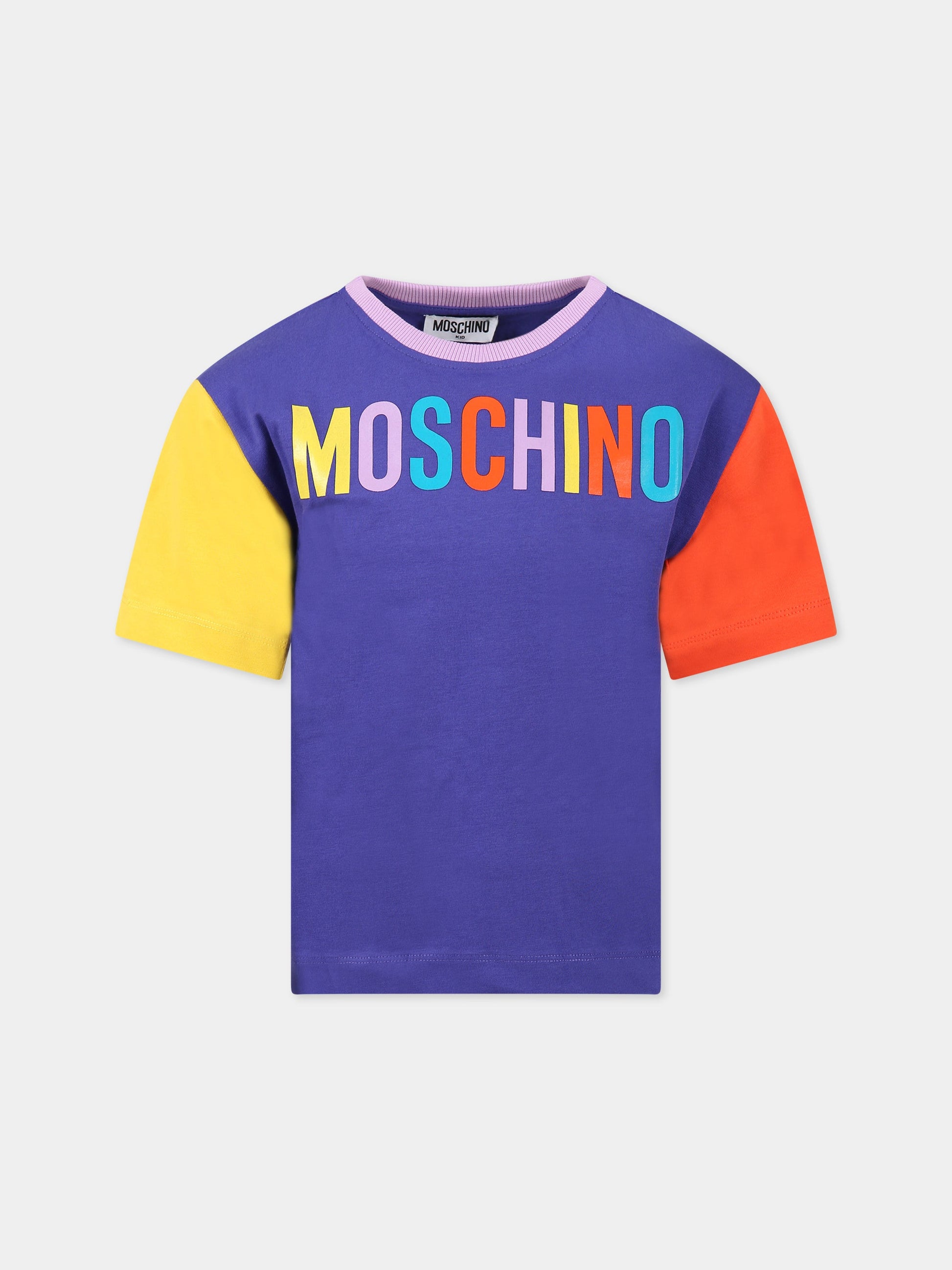 T-shirt multicolor per bambini con logo,Moschino Kids,HRM03S LBA24 50910