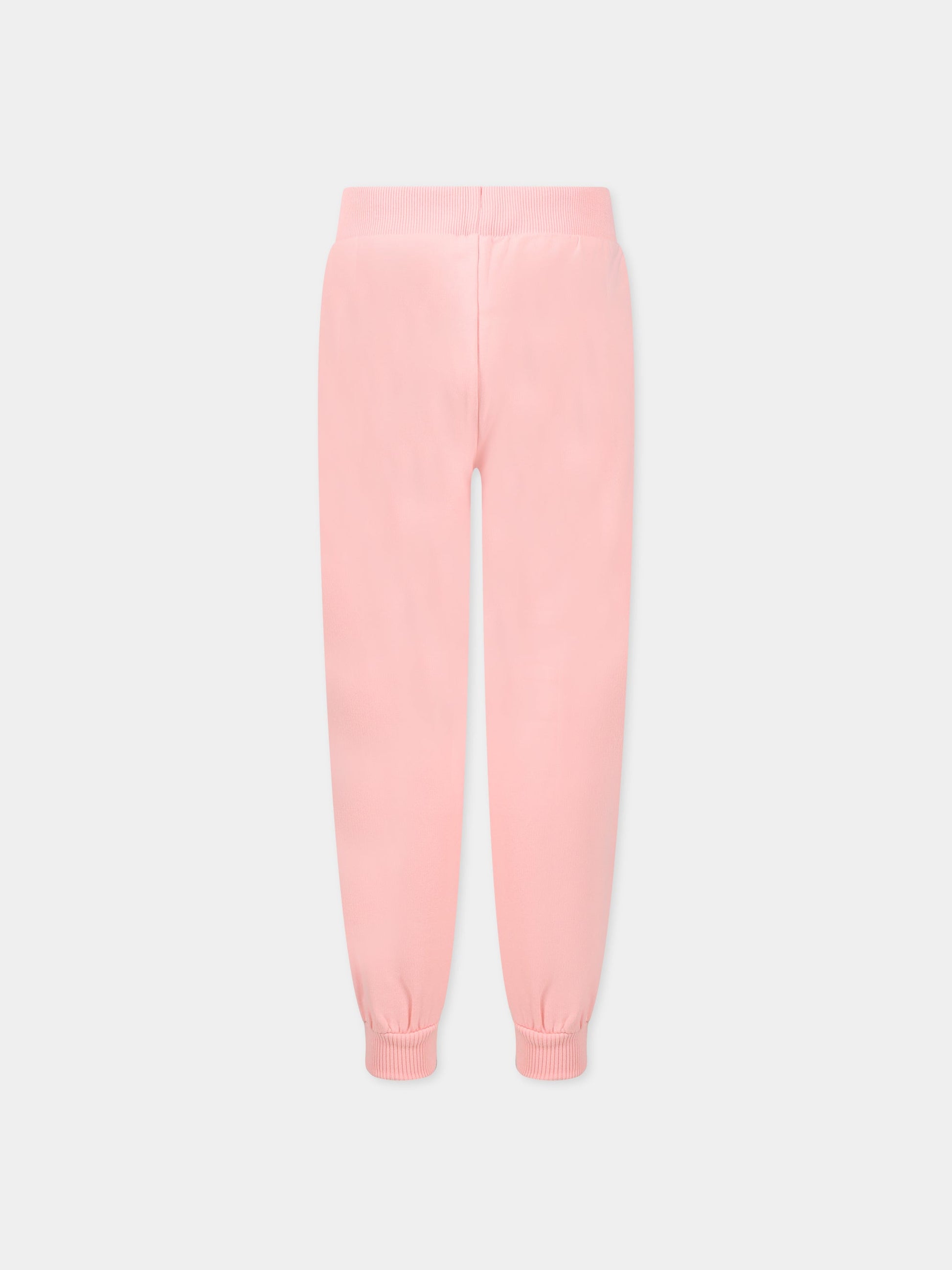 Pantaloni rosa per bambina con logo,Moschino Kids,HMP057 LDA26 50209