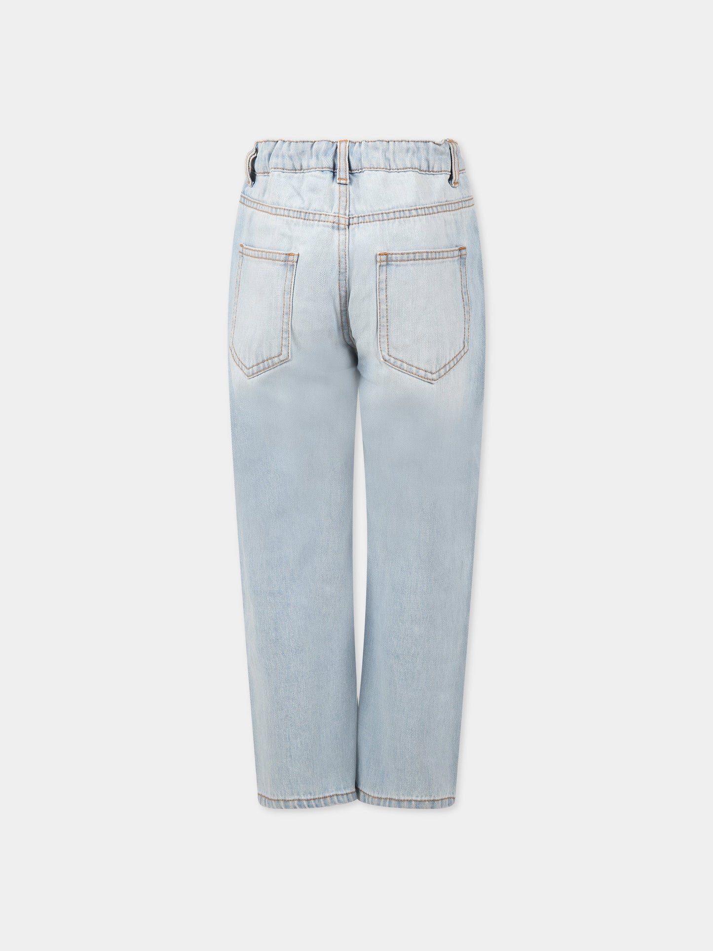 Jeans celeste per bambini con Teddy Bear e logo,Moschino Kids,HUP059 L0E09 40302