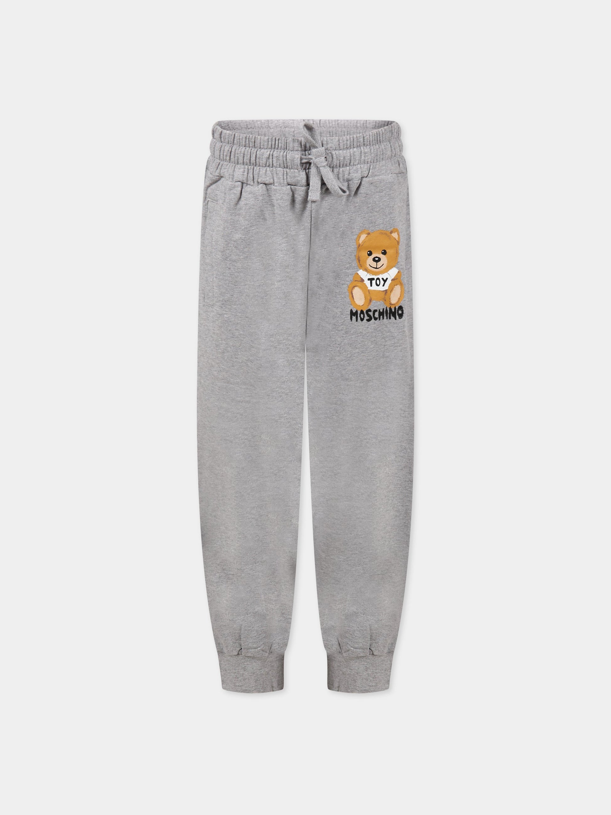 Pantaloni grigio per bambini con logo e Teddy Bear,Moschino Kids,HUP058 LDA38 60901