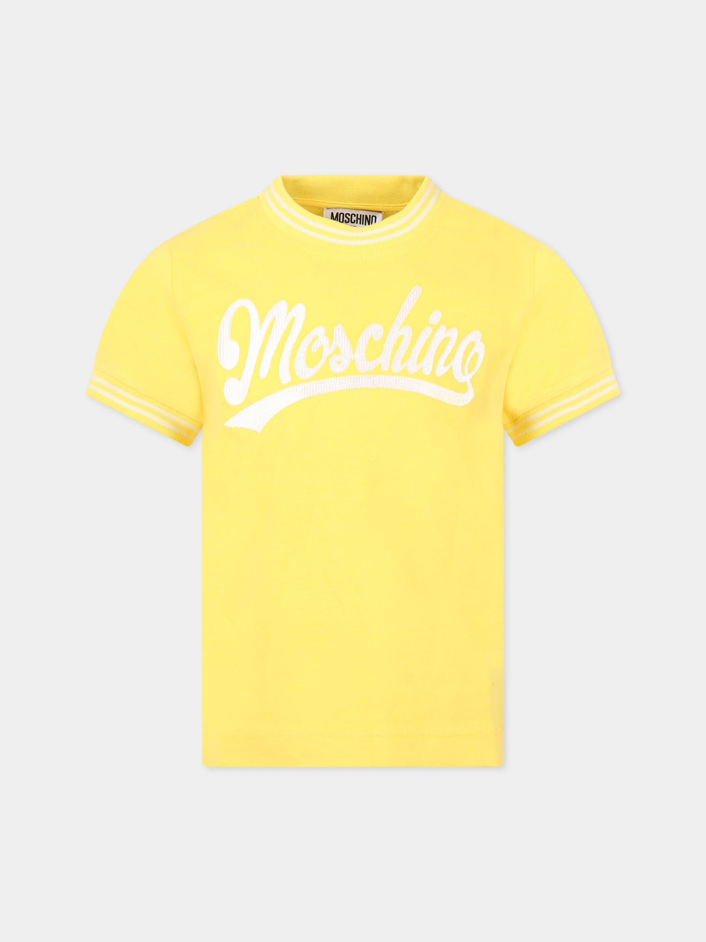 T-shirt gialla per bambino con logo,Moschino Kids,HUM03X LAA01 51898