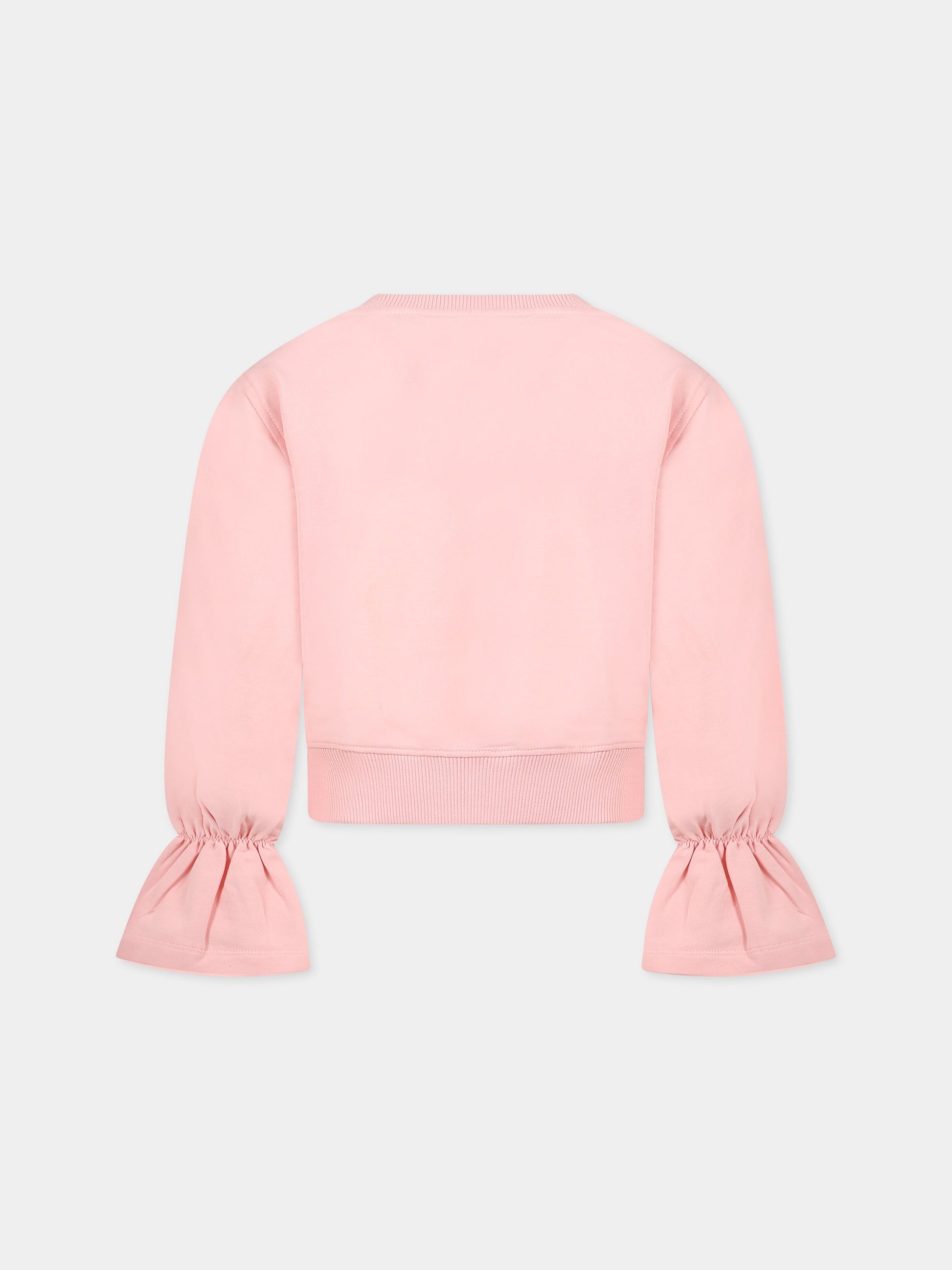 Felpa rosa per bambina con Teddy Bear e logo,Moschino Kids,HDF03T LDA16 50209