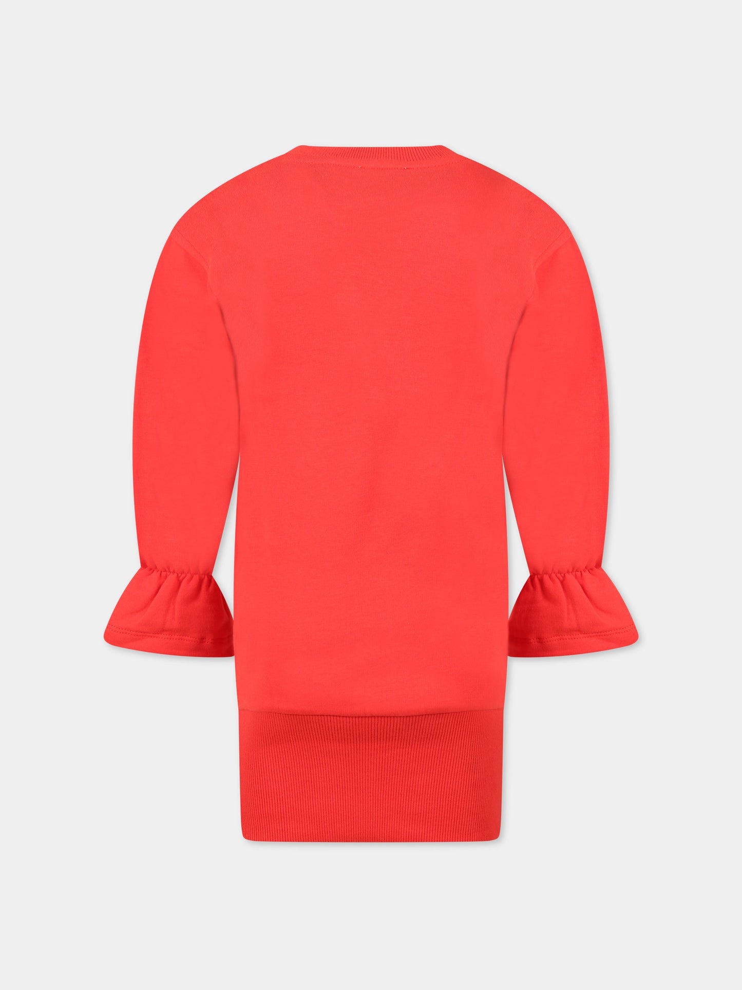 Vestito rosso per bambina con Teddy Bear e logo,Moschino Kids,HDV0BX LDA16 50109