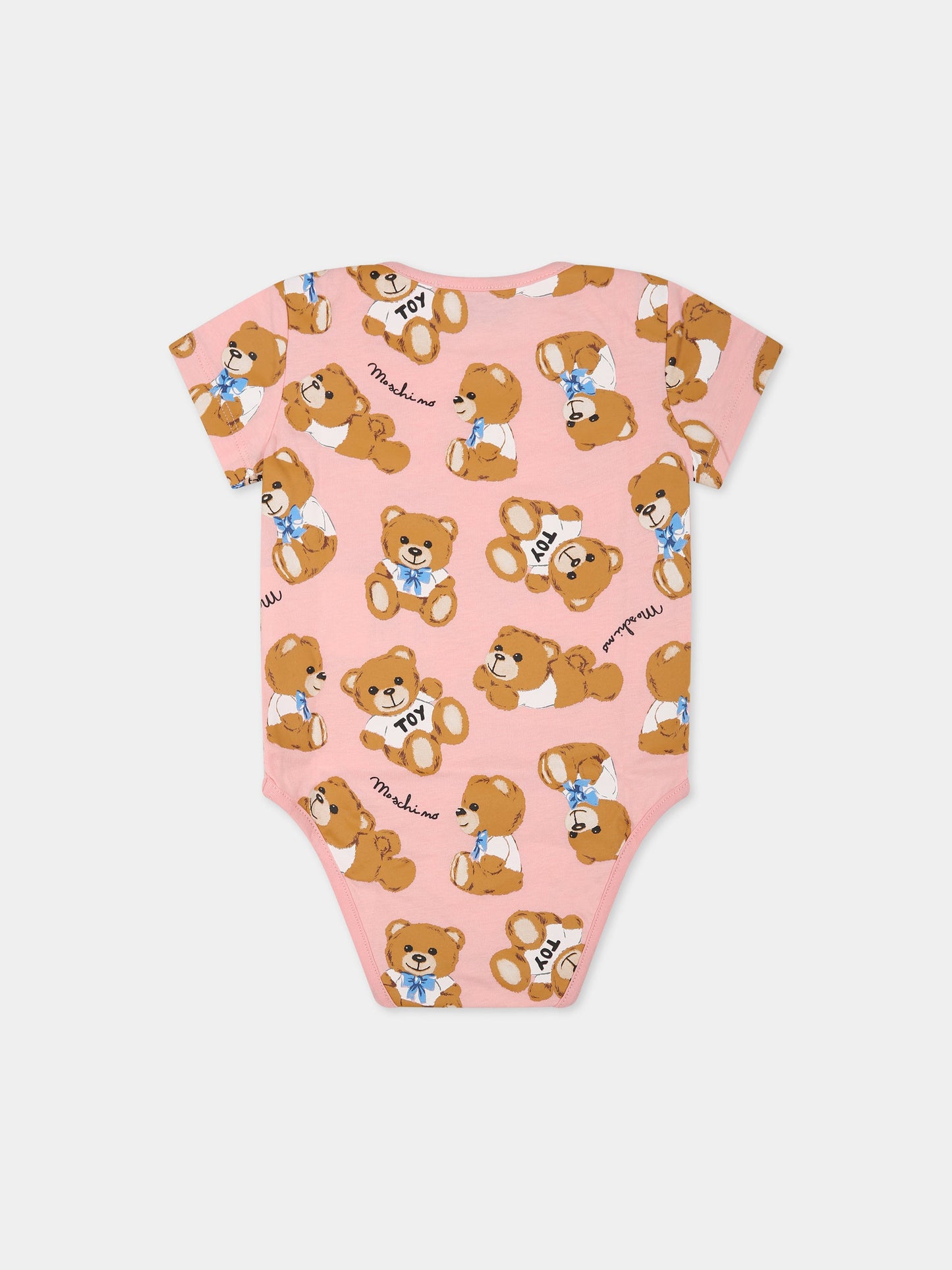 Body rosa per neonata con Teddy Bear e logo,Moschino Kids,MUT02U LAB48 82577