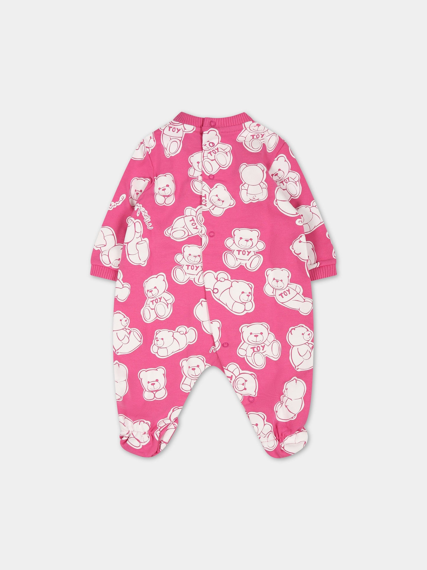 Set rosa per neonata con Teddy Bear e logo,Moschino Kids,MMY040 LDB5A 82575