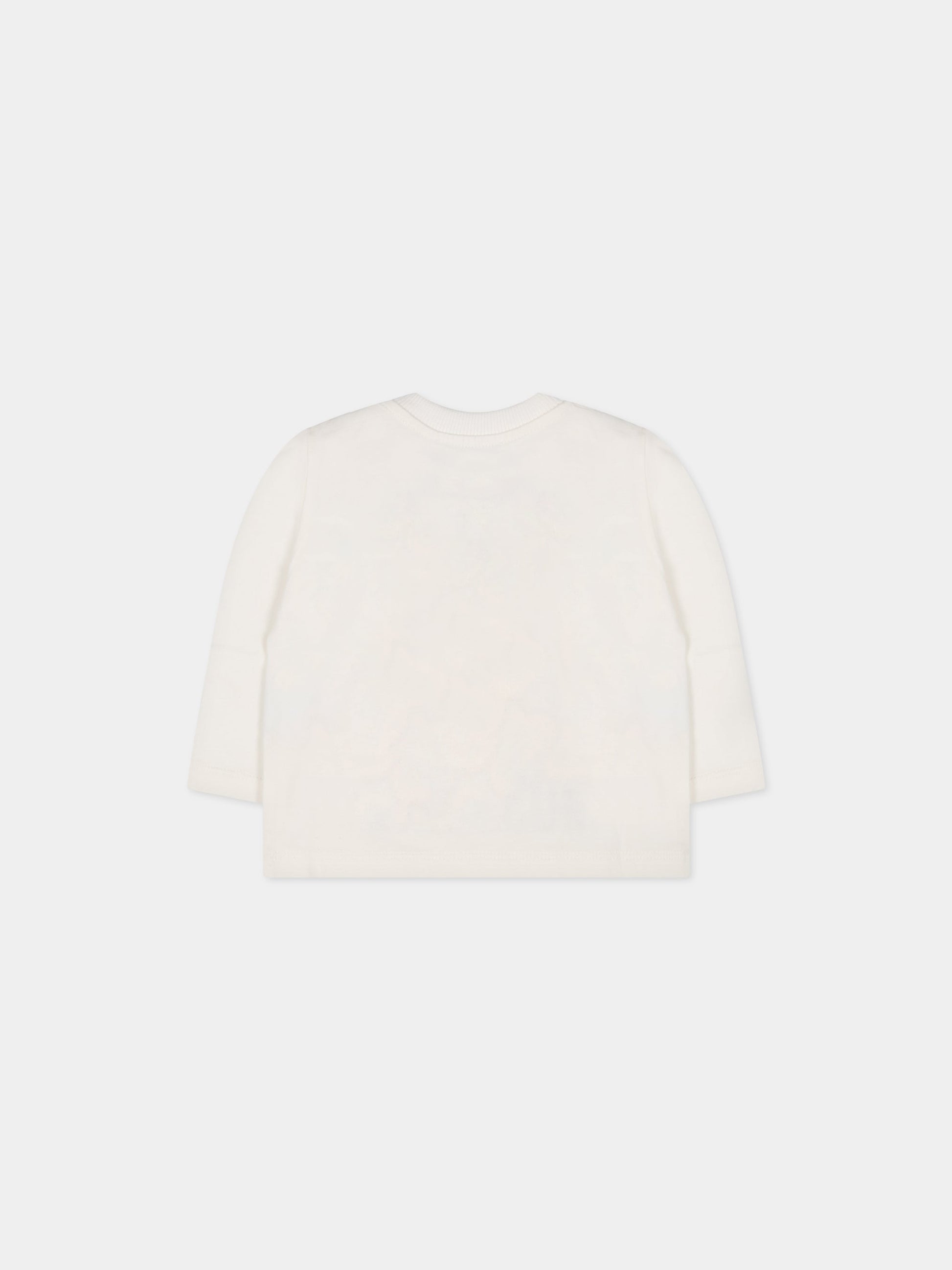 T-shirt bianca per neonata con Teddy Bear, logo e cuori,Moschino Kids,MDO00C LBA11 10063