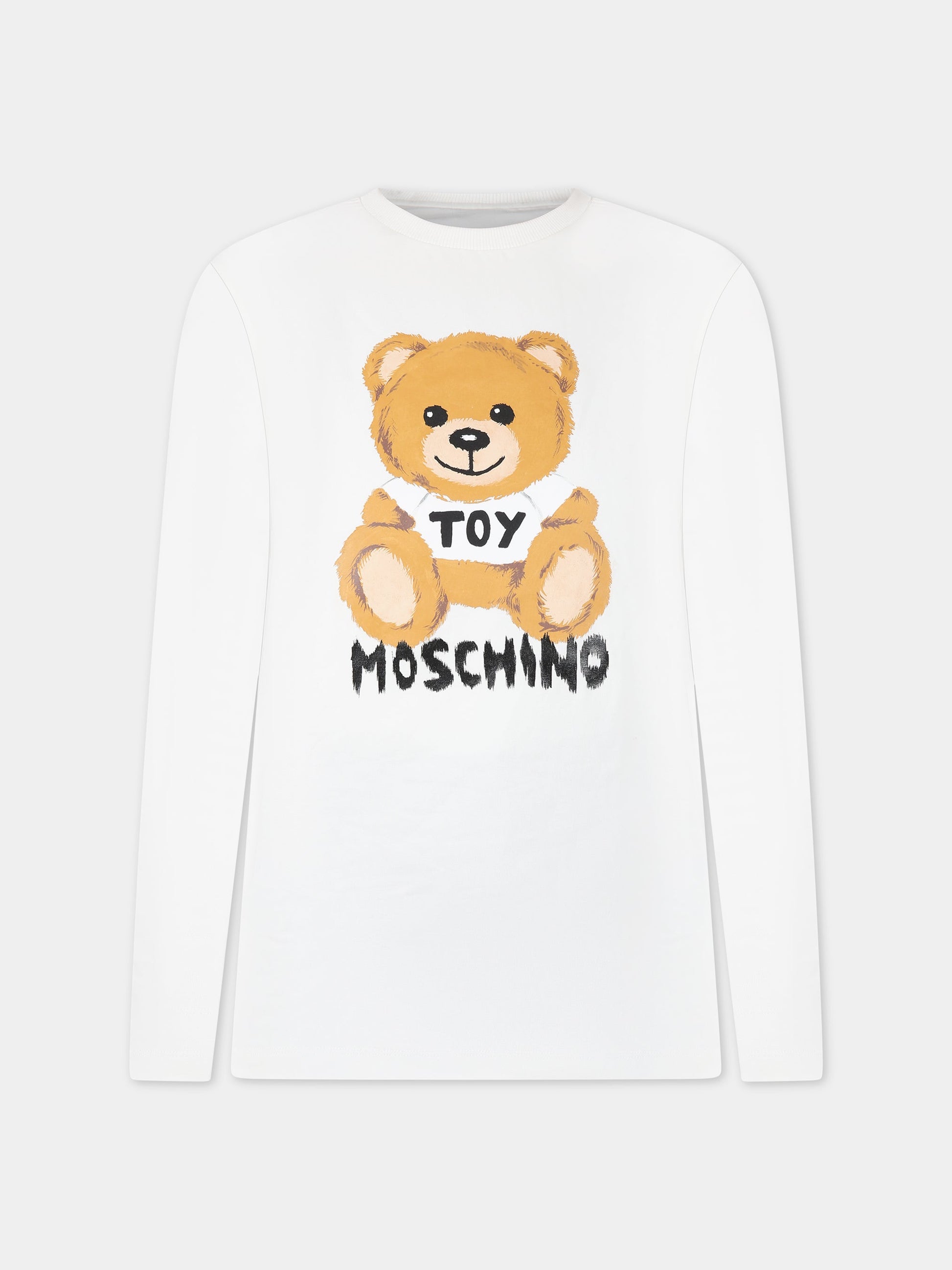 Set bianco per bambini con Teddy Bear e logo,Moschino Kids,HOK024 LBBA5 82580