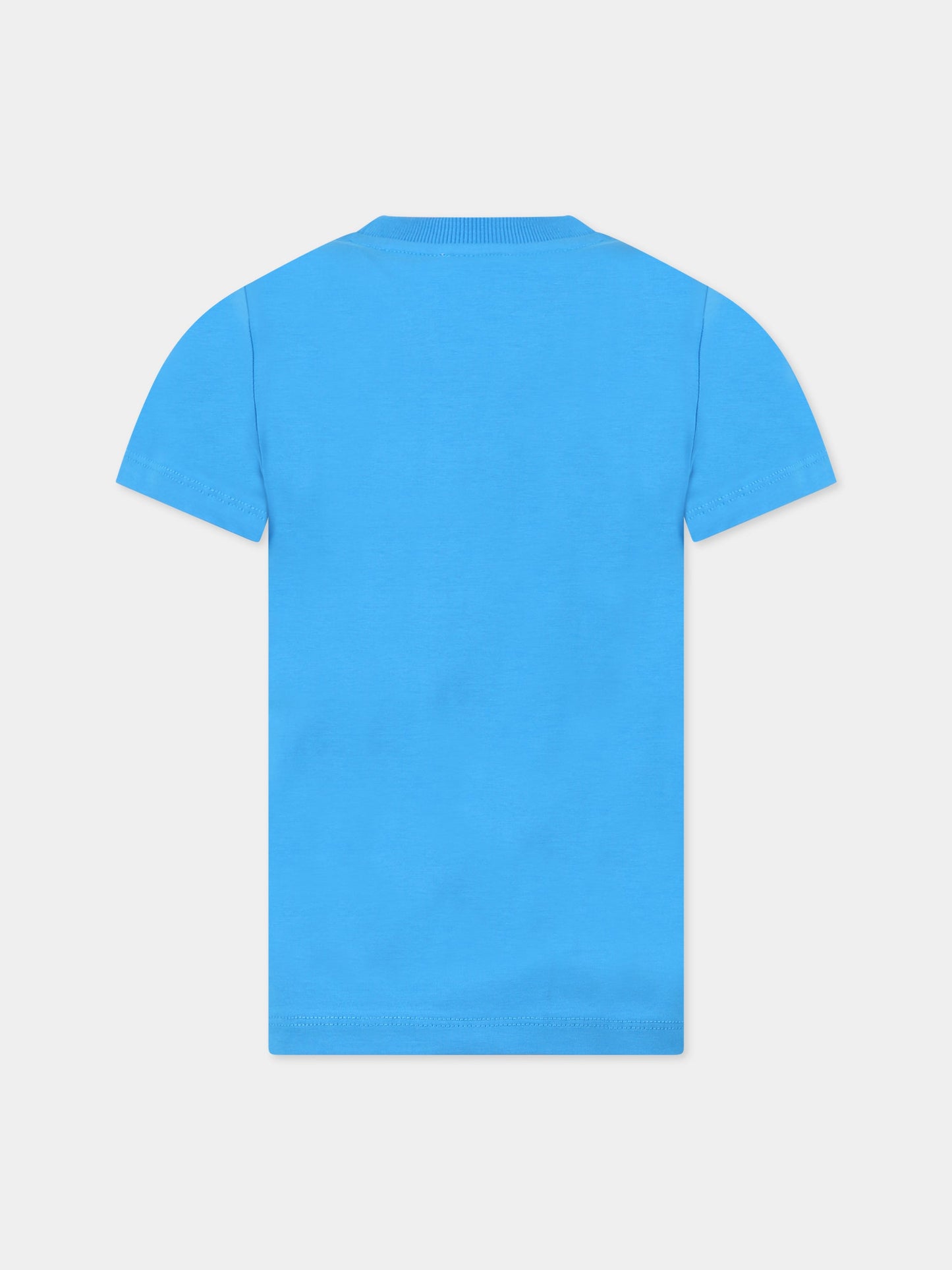T-shirt blu per bambini con stampa e Teddy Bear,Moschino Kids,HUM044 LBA01 40641