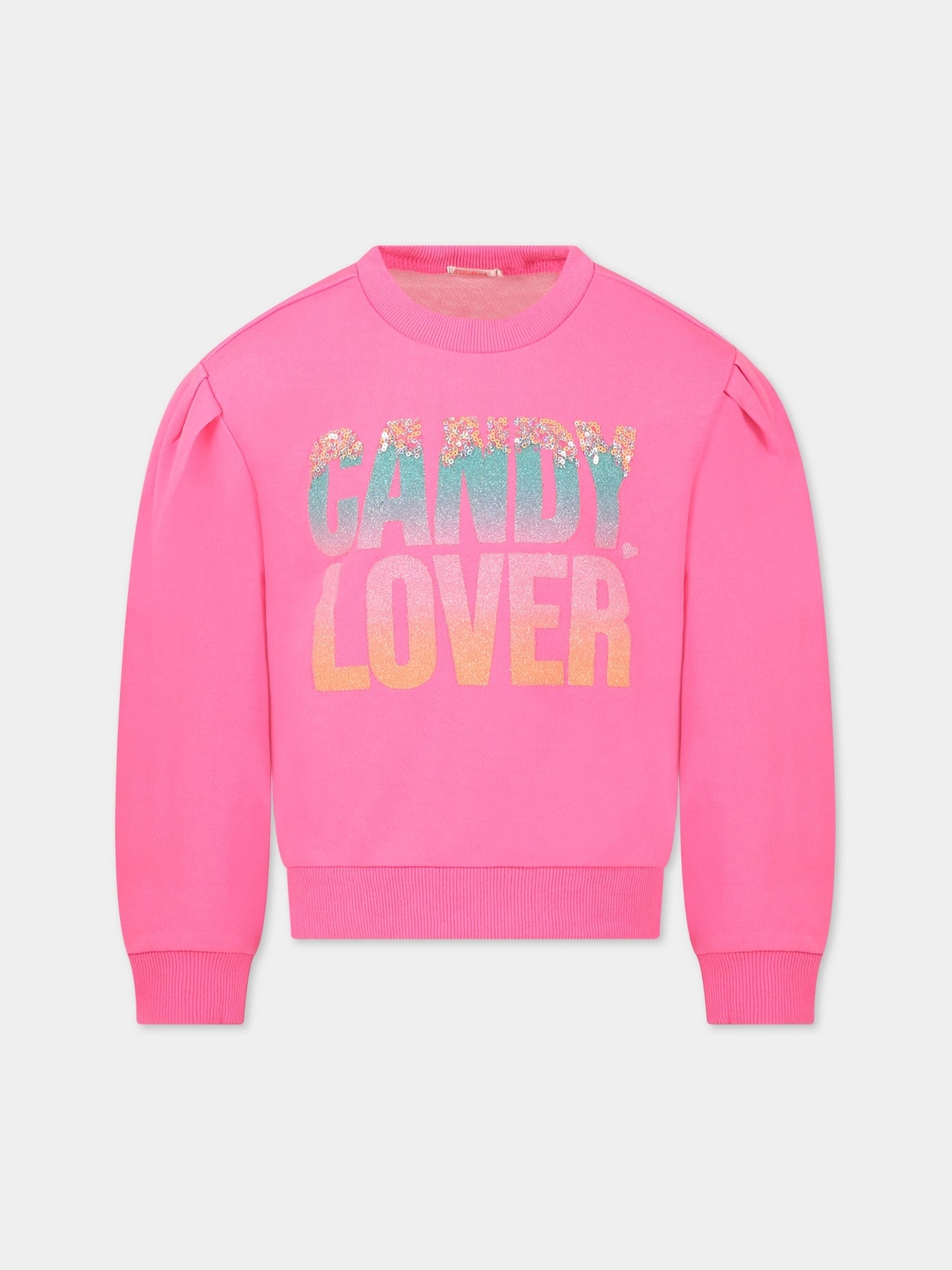 Felpa rosa per bambina con scritta Candy lover,Billieblush,U15966 47T