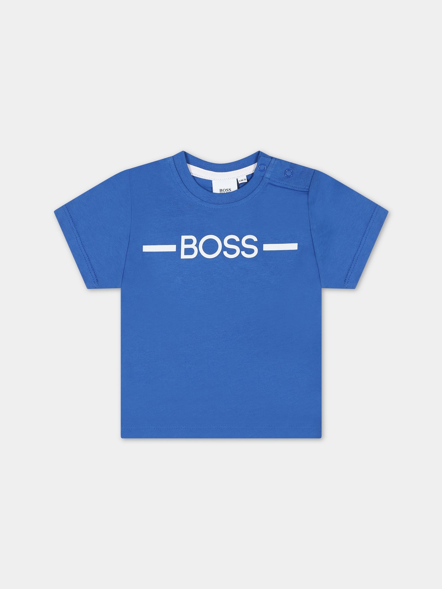 T-shirt azzurra per neonato con logo,Hugo Boss,J05908 871