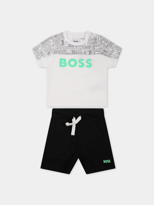 Completo multicolor per neonato con logo verde,Hugo Boss,J08057 M41