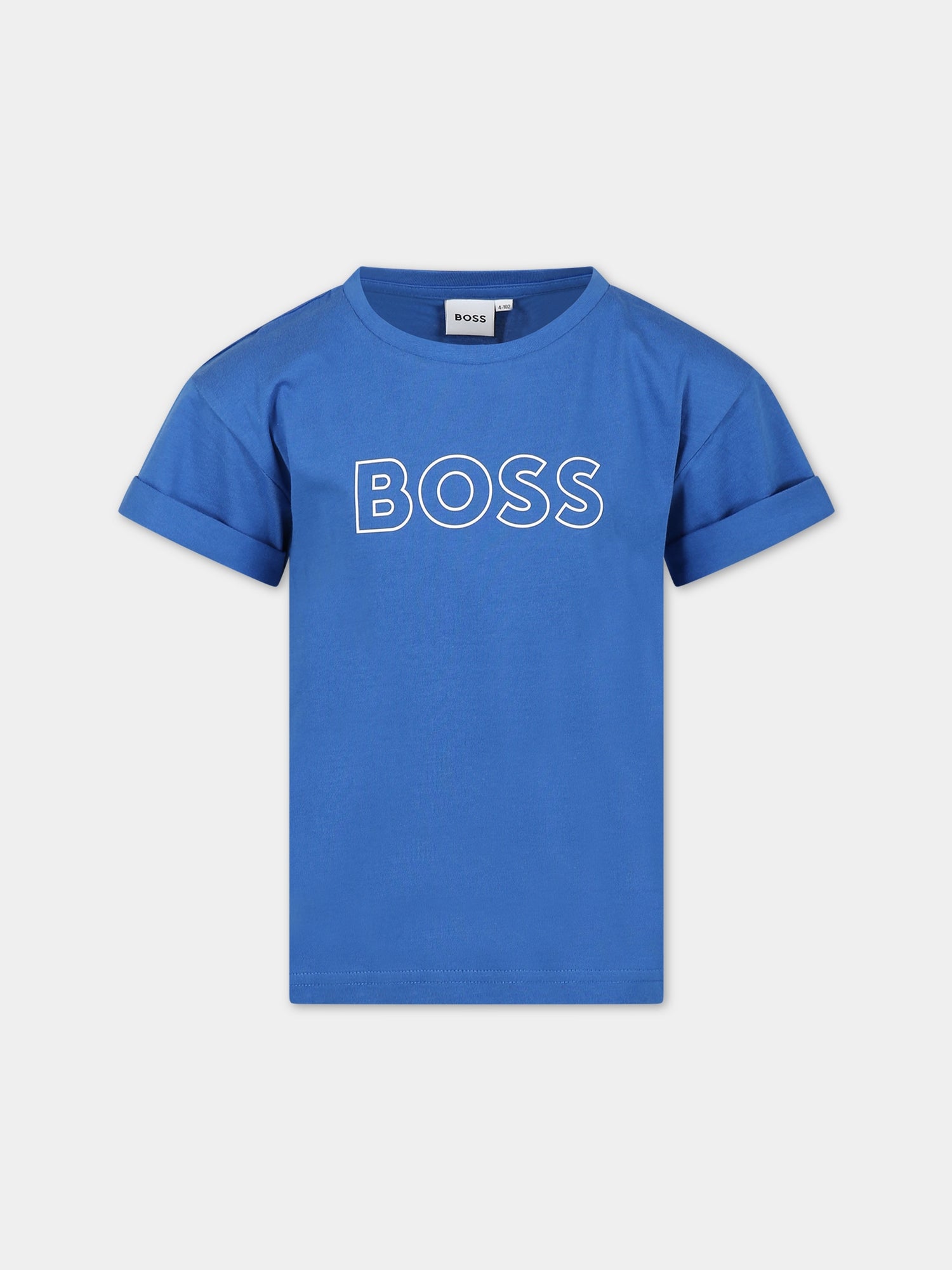 T-shirt blu per bambino con logo,Hugo Boss,J25N82 871