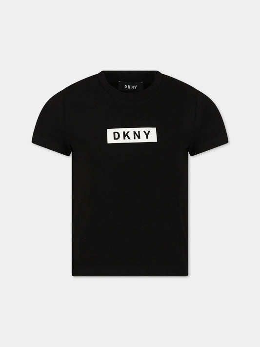 T-shirt bianca per bambina con logo,Dkny,D35R93 09B