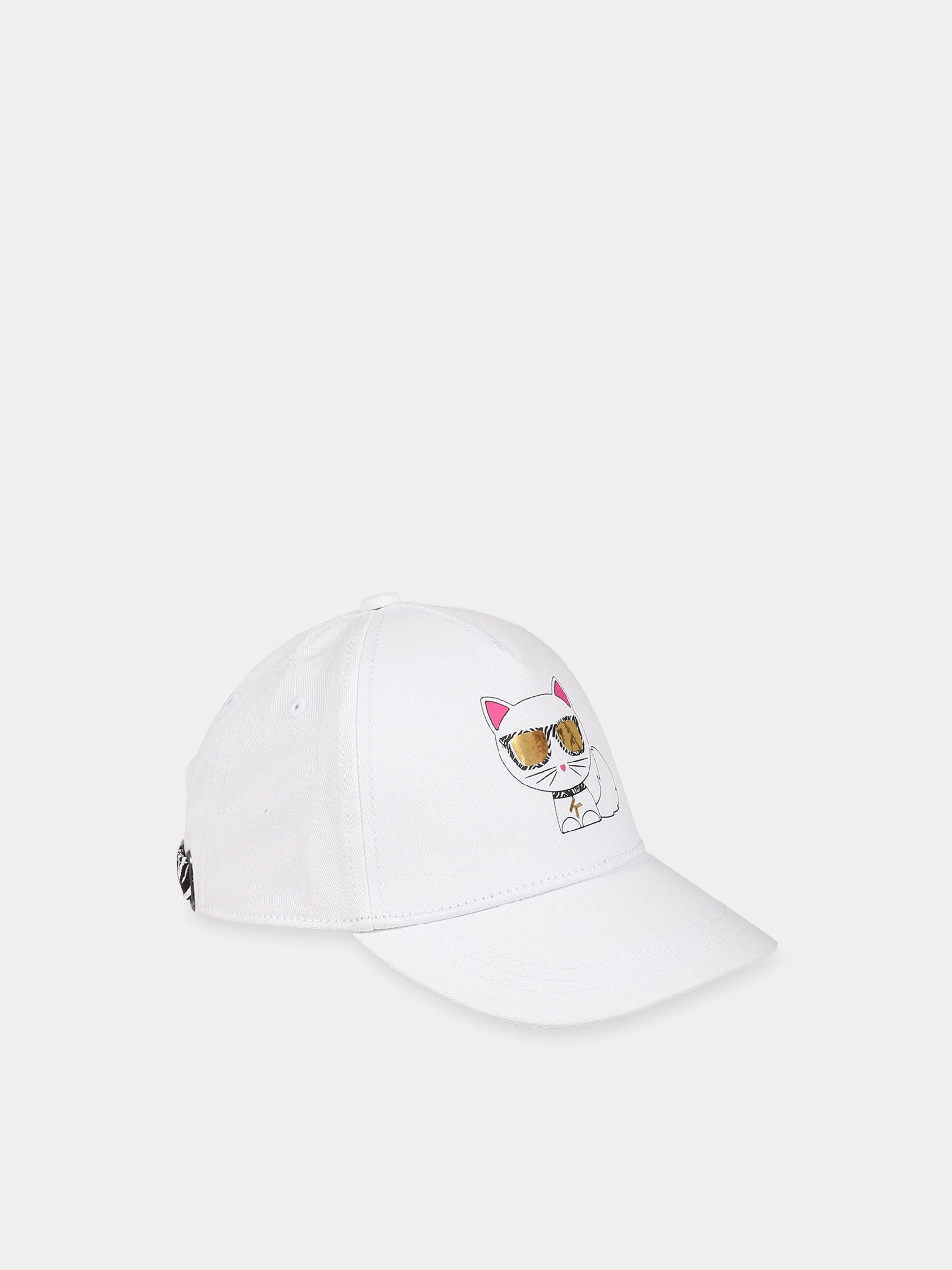 Cappello bianco per bambina con Choupette e logo,Karl Lagerfeld Kids,Z11039 10B