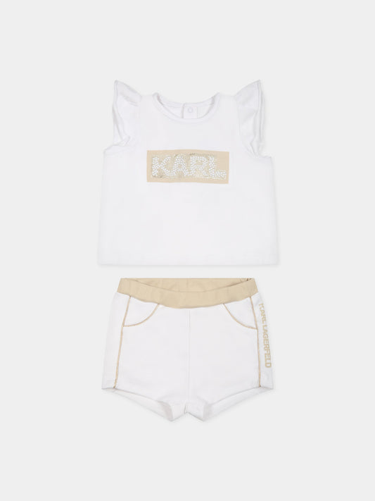 Completo bianco per neonata con logo,Karl Lagerfeld Kids,Z98108 N02