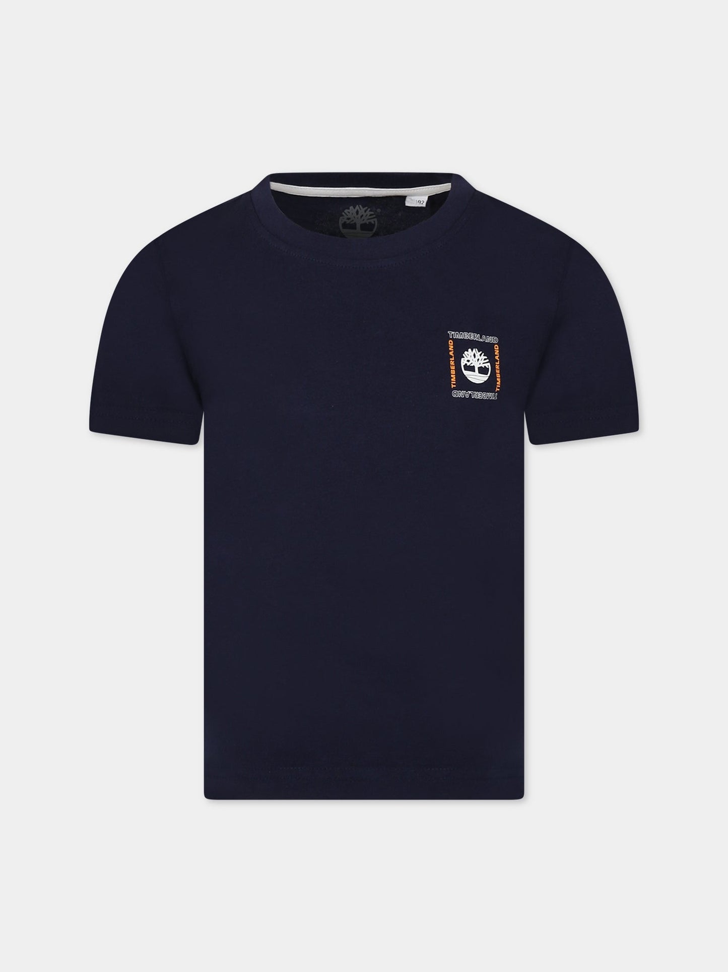 T-shirt blu con logo per bambino,Timberland,T25S90 85T