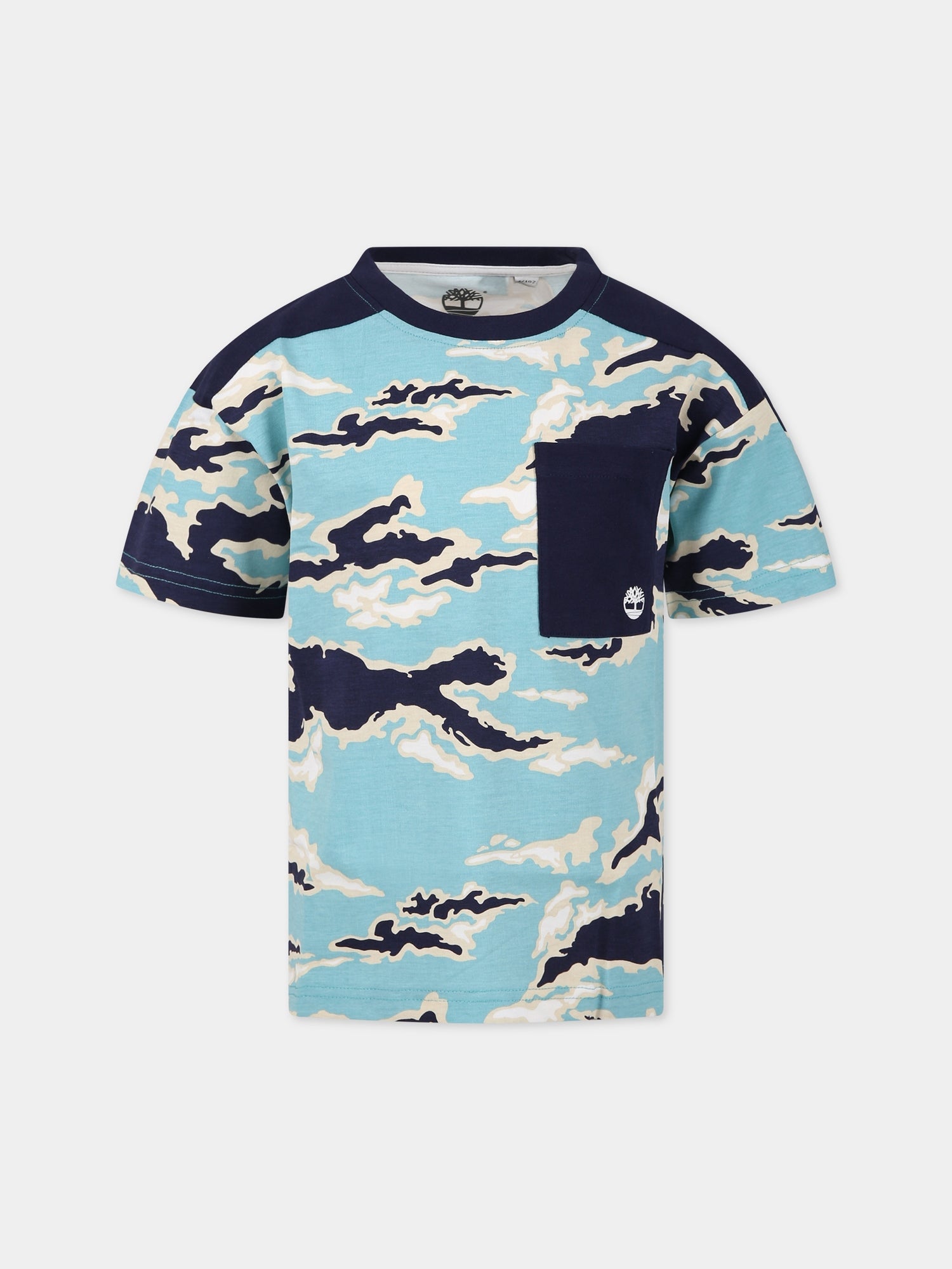 T-shirt multicolor con fantasia camouflage per bambino,Timberland,T25S96 79D