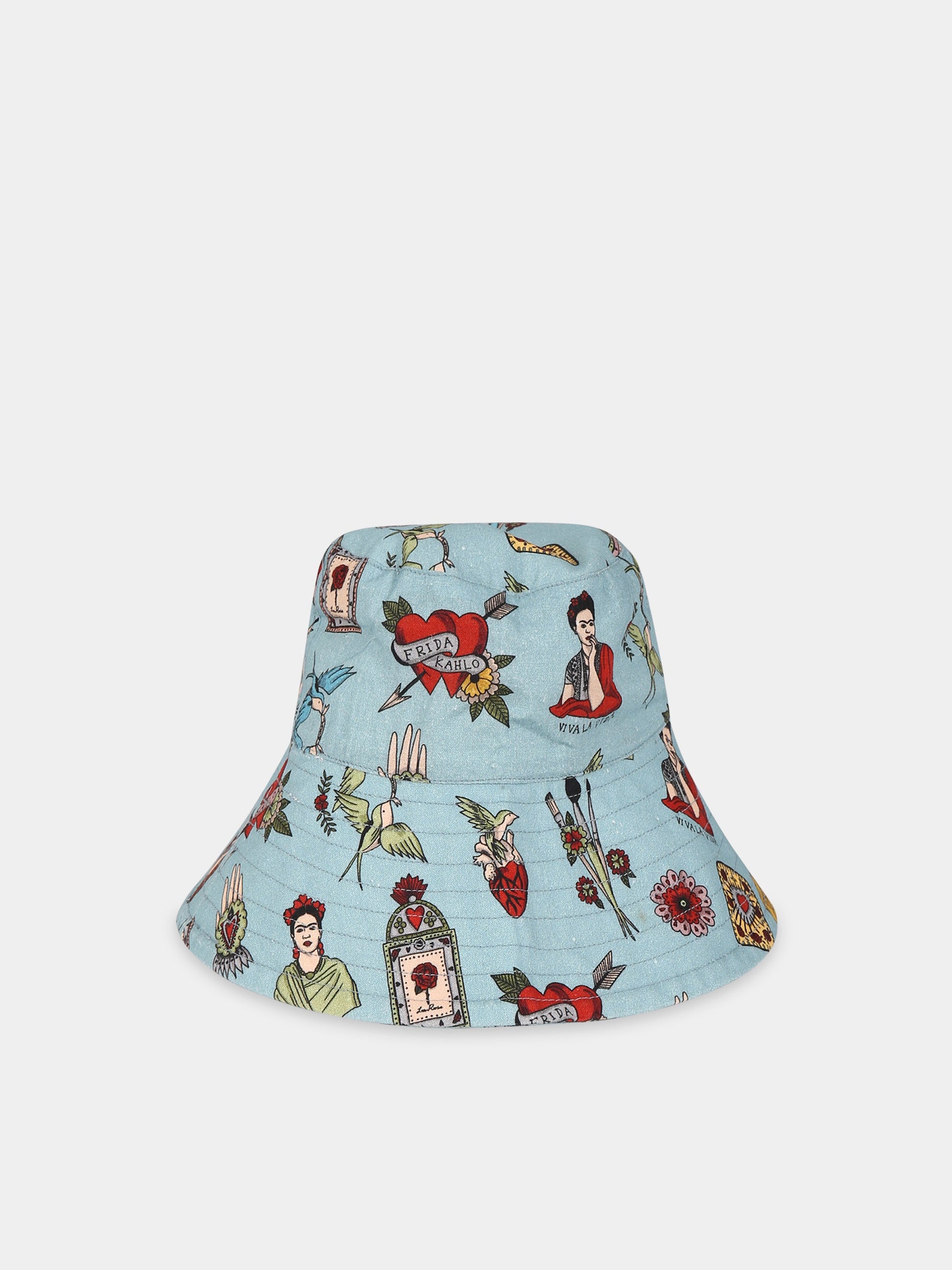 Cloche celeste per bambina con stampa,Atelier Parsmei,AMO/UNI/ACC/FRI