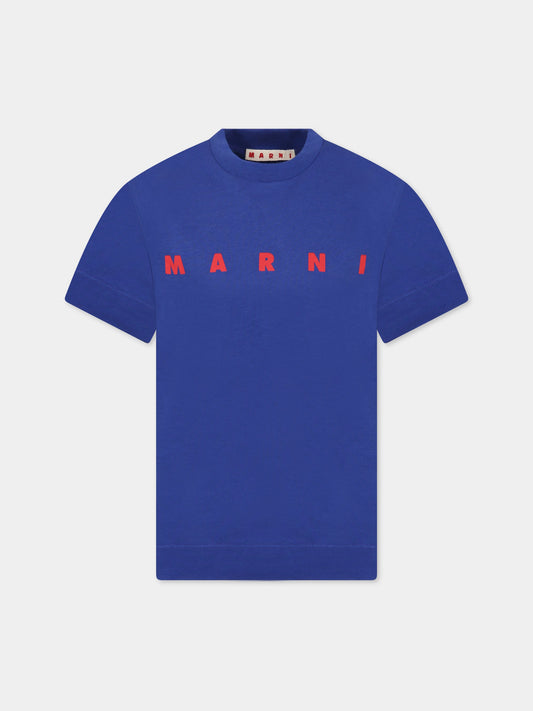 T-shirt blu per bambini con logo,Marni Kids,M002MV M00HZ 0M833
