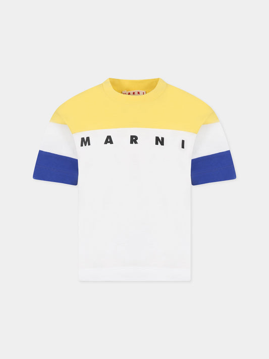 T-shirt bianca per bambini con logo,Marni Kids,M00654 M00NE 0M100