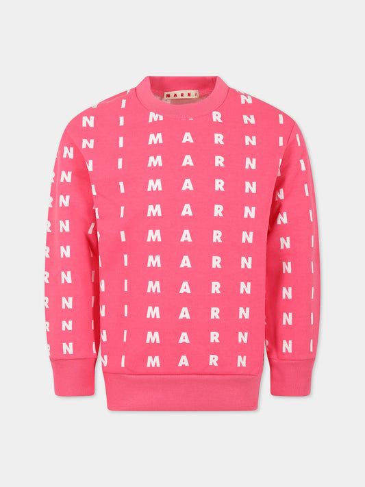 Felpa fucsia per bambina con logo,Marni Kids,M00768 M00NU 0M337