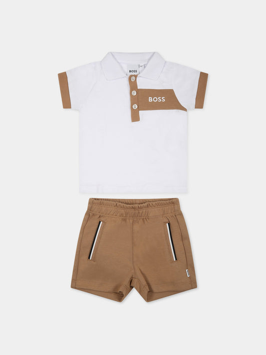 Completo beige per neonato con logo,Boss,J98419 269