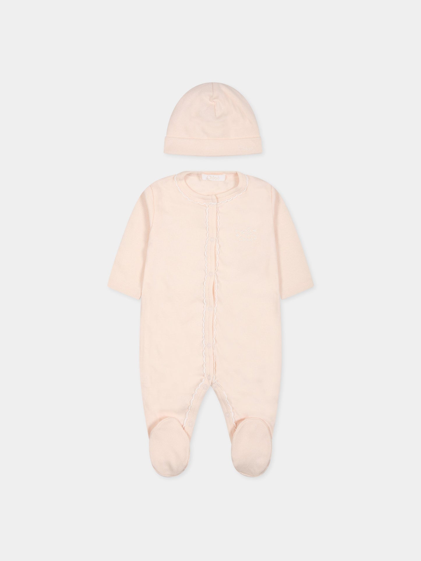 Set rosa per neonata con logo,Chloé Kids,C97301 440