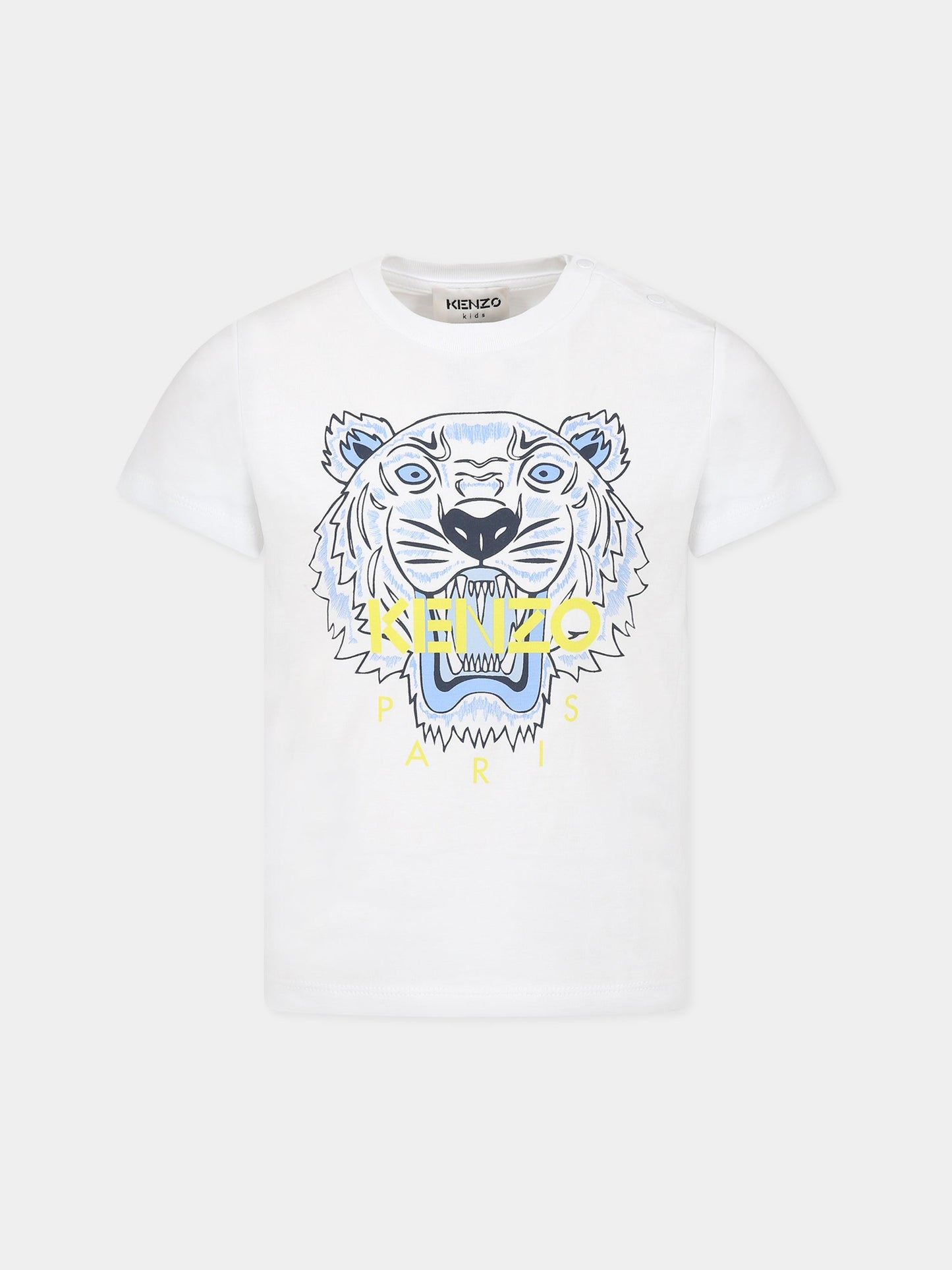 T-shirt bianca per neonato con Kotora e logo,Kenzo Kids,K05480 10B-