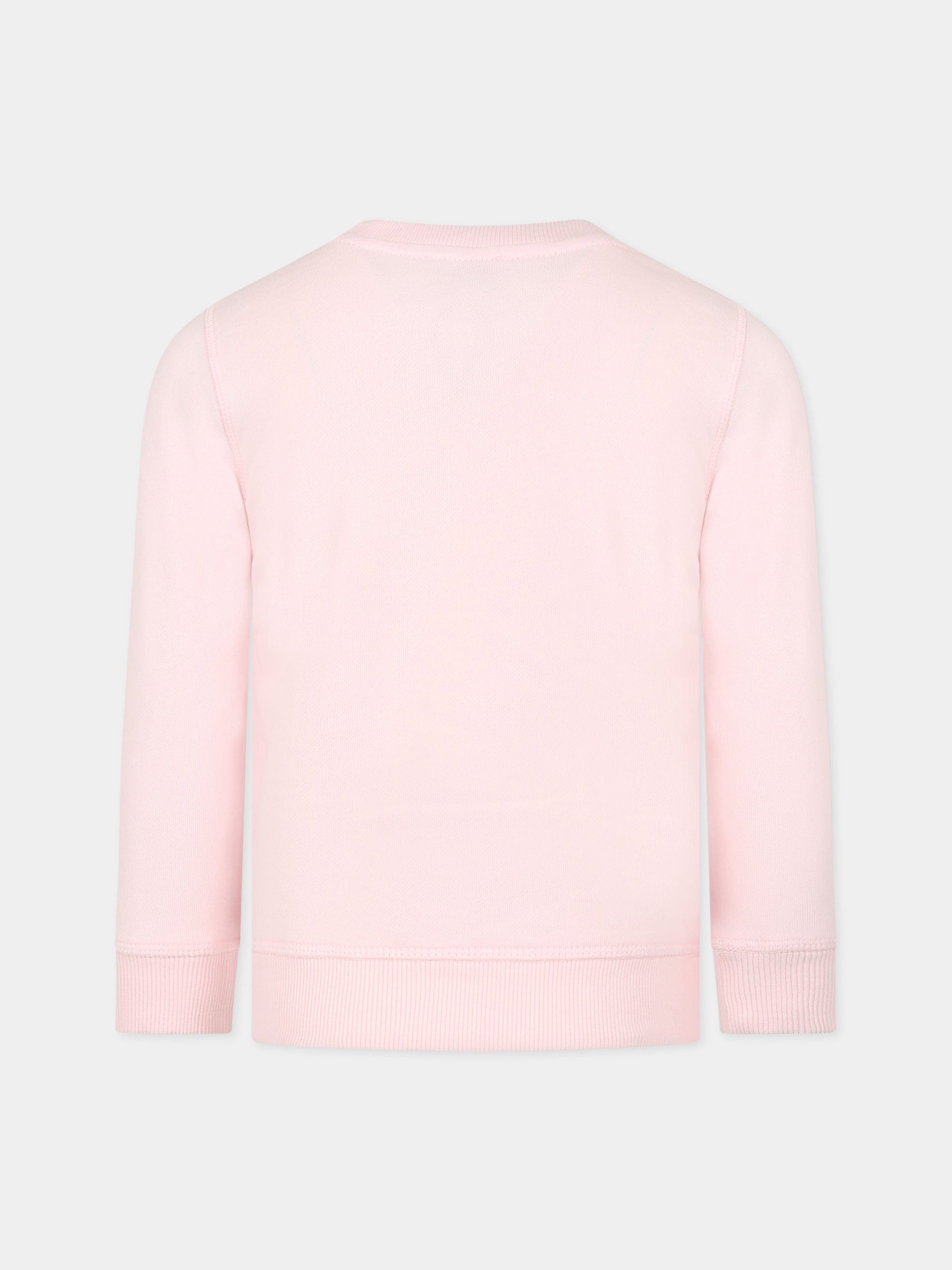 Felpa rosa per bambina con Kotora e logo,Kenzo Kids,K15644 44D