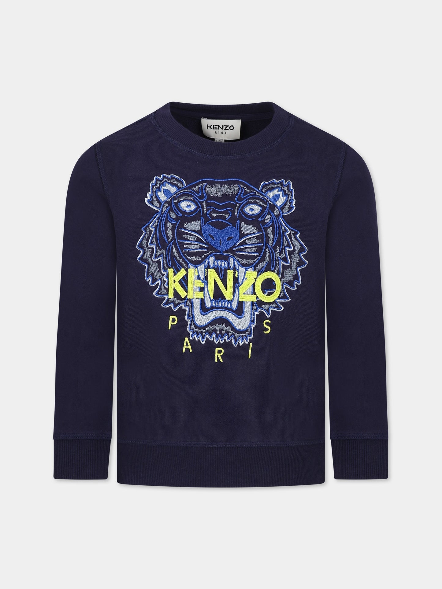 Felpa blu per bambino con Kotora e logo,Kenzo Kids,K25801 85M
