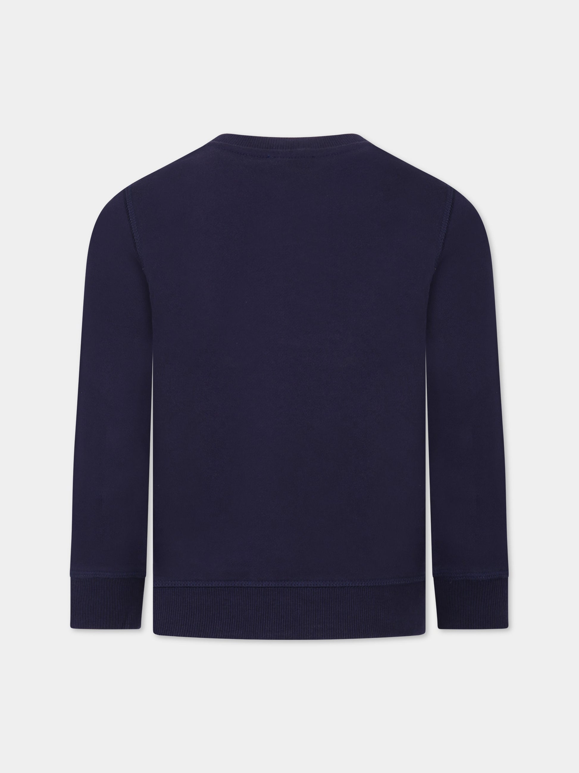 Felpa blu per bambino con Kotora e logo,Kenzo Kids,K25801 85M