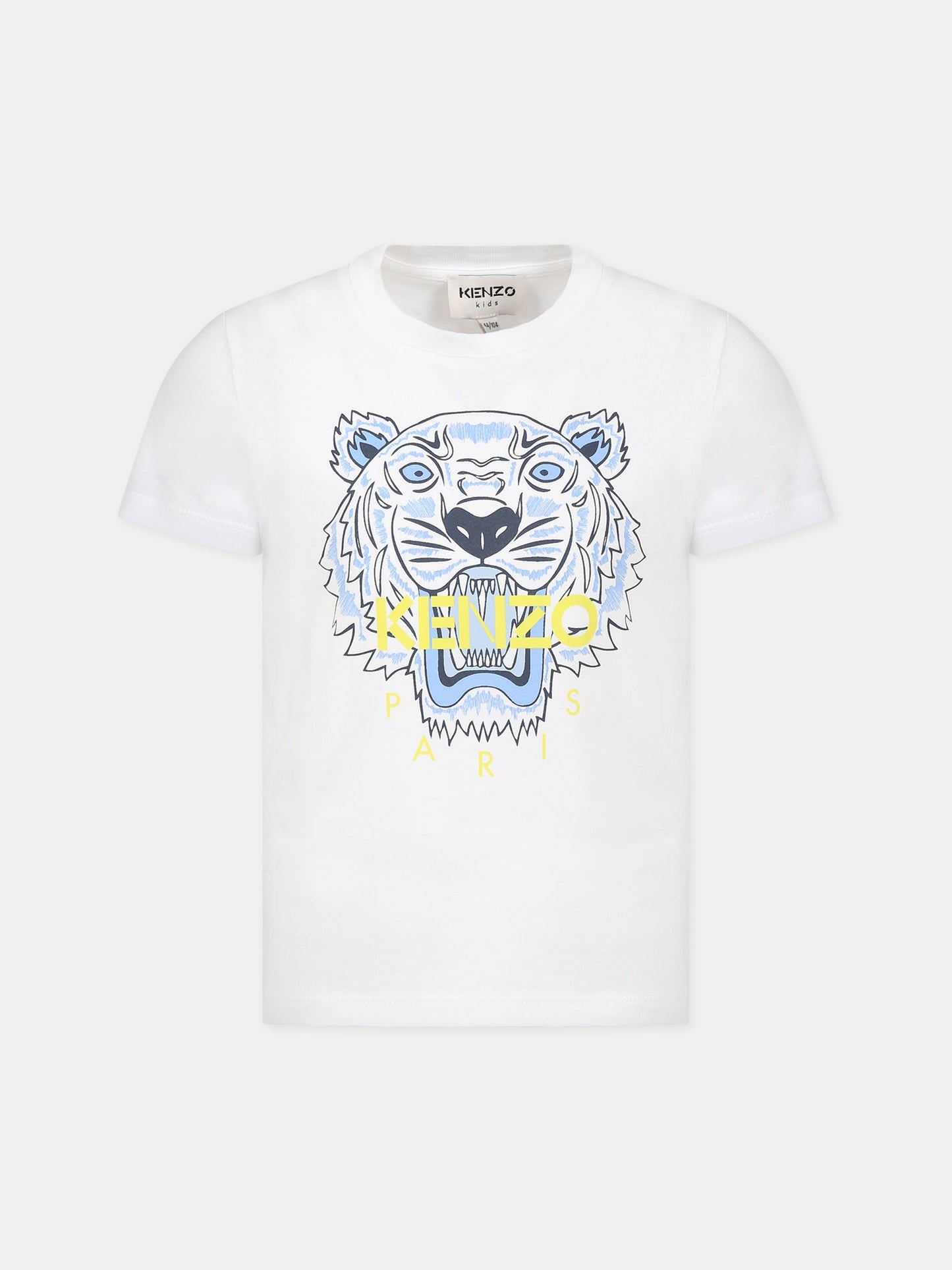 T-shirt bianca per bambino con Kotora e logo,Kenzo Kids,K25802 10B