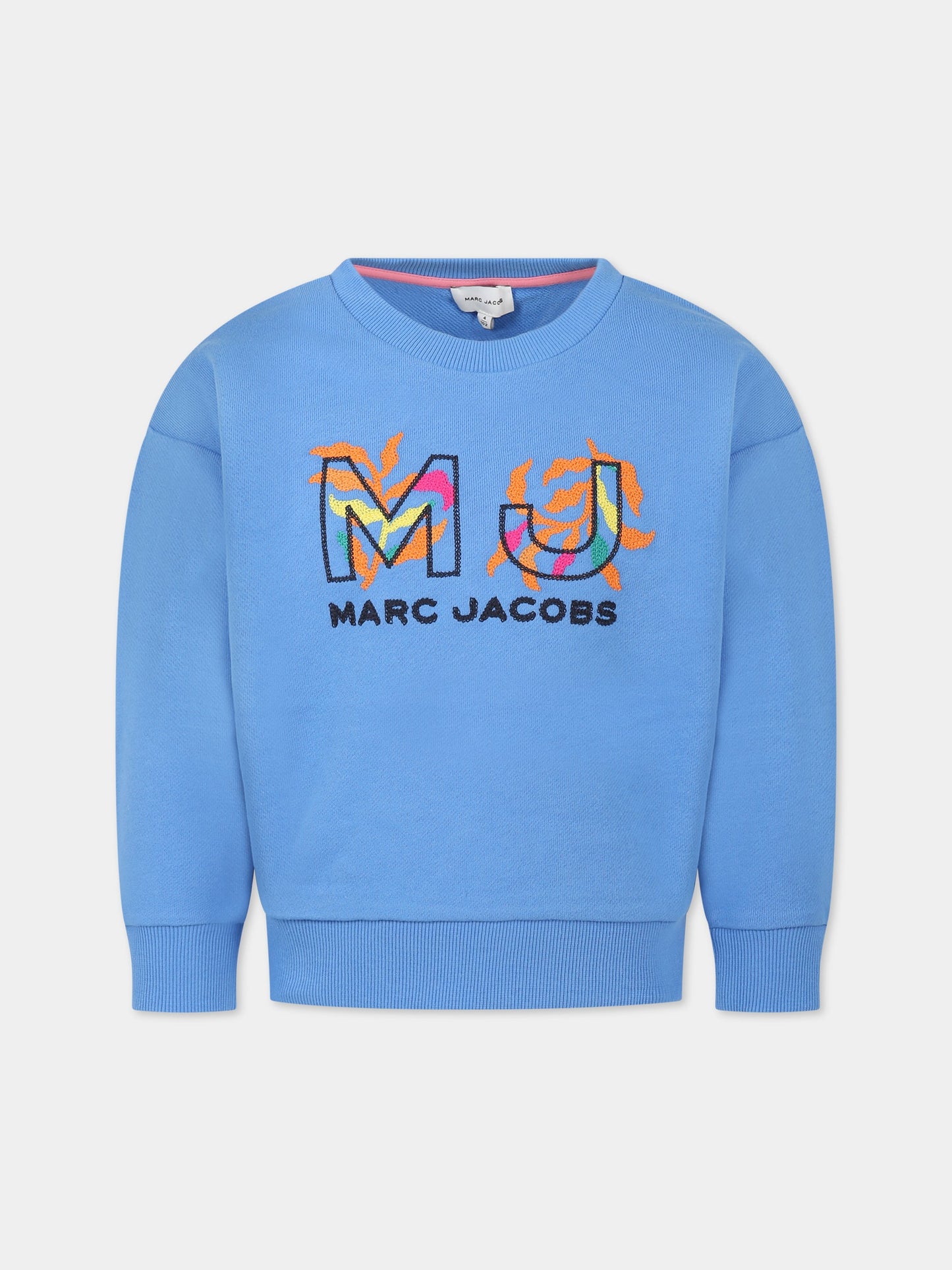 Felpa blu per bambina con logo,Little Marc Jacobs,W15643 784