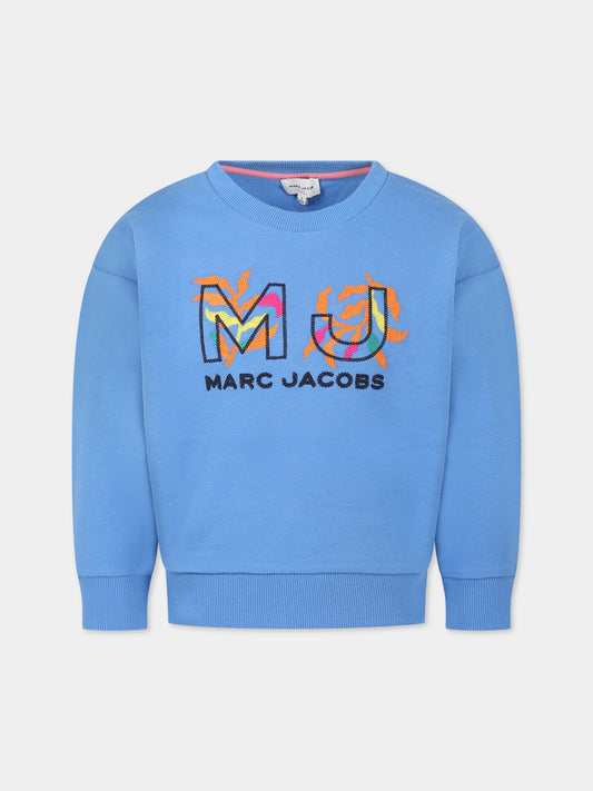 Felpa blu per bambina con logo,Little Marc Jacobs,W15643 784