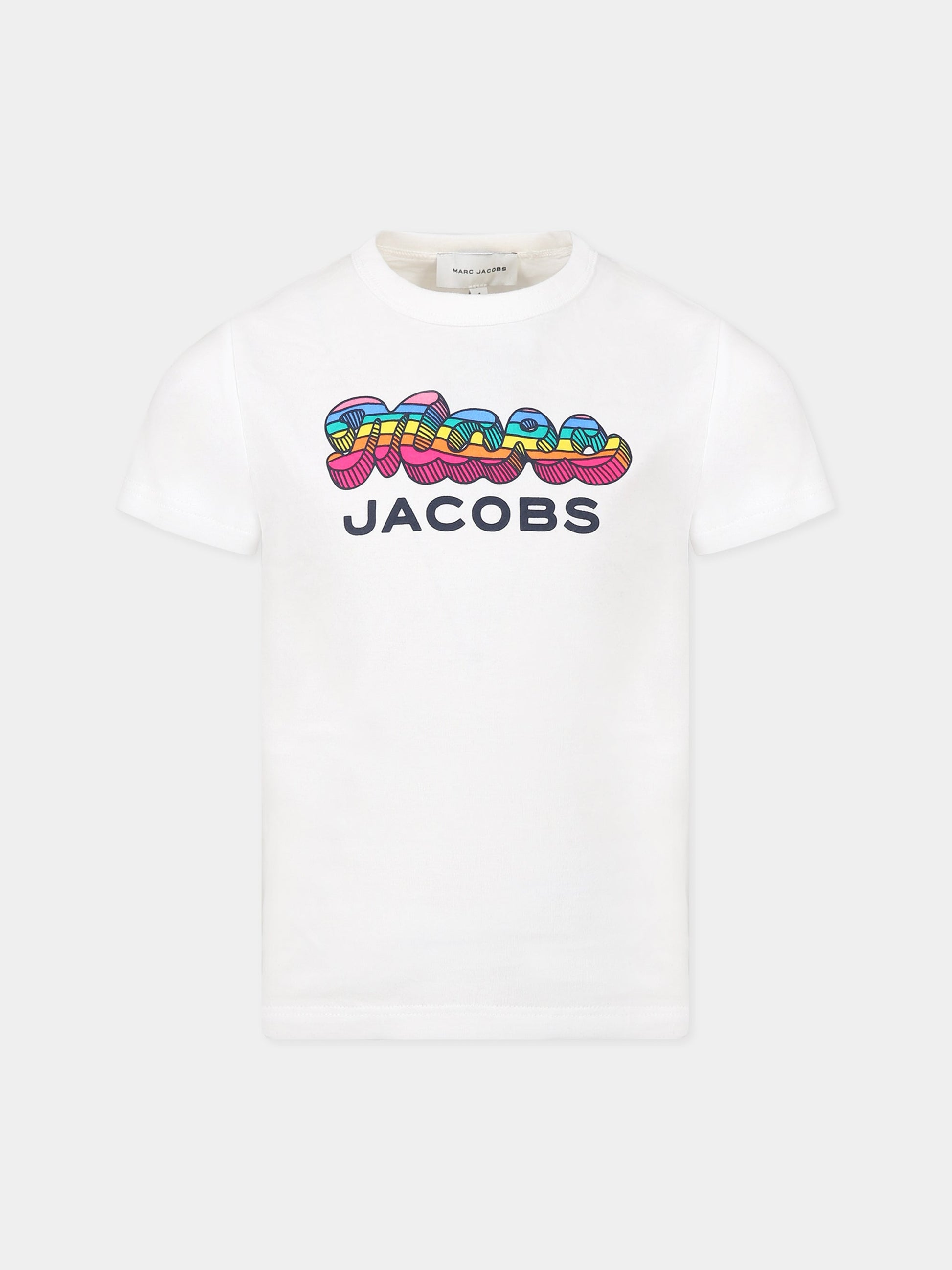 T-shirt bianca per bambina con logo,Little Marc Jacobs,W15658 10P