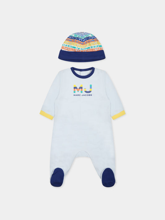 Set celeste per neonato con logo,Little Marc Jacobs,W98157 791