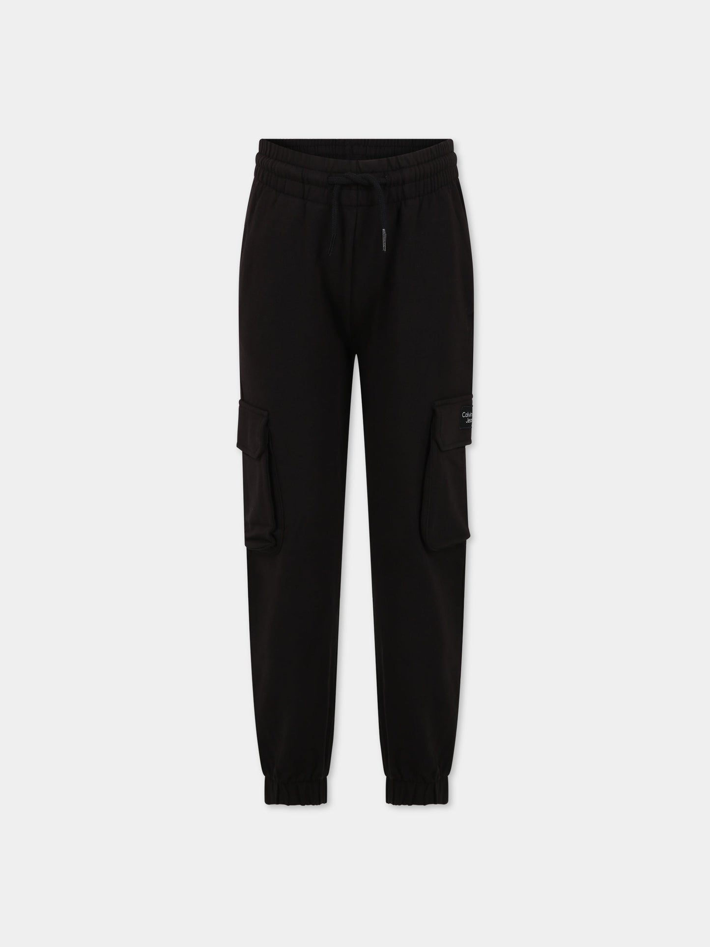 Pantaloni neri per bambina con logo,Calvin Klein Kids,IG0IG01605