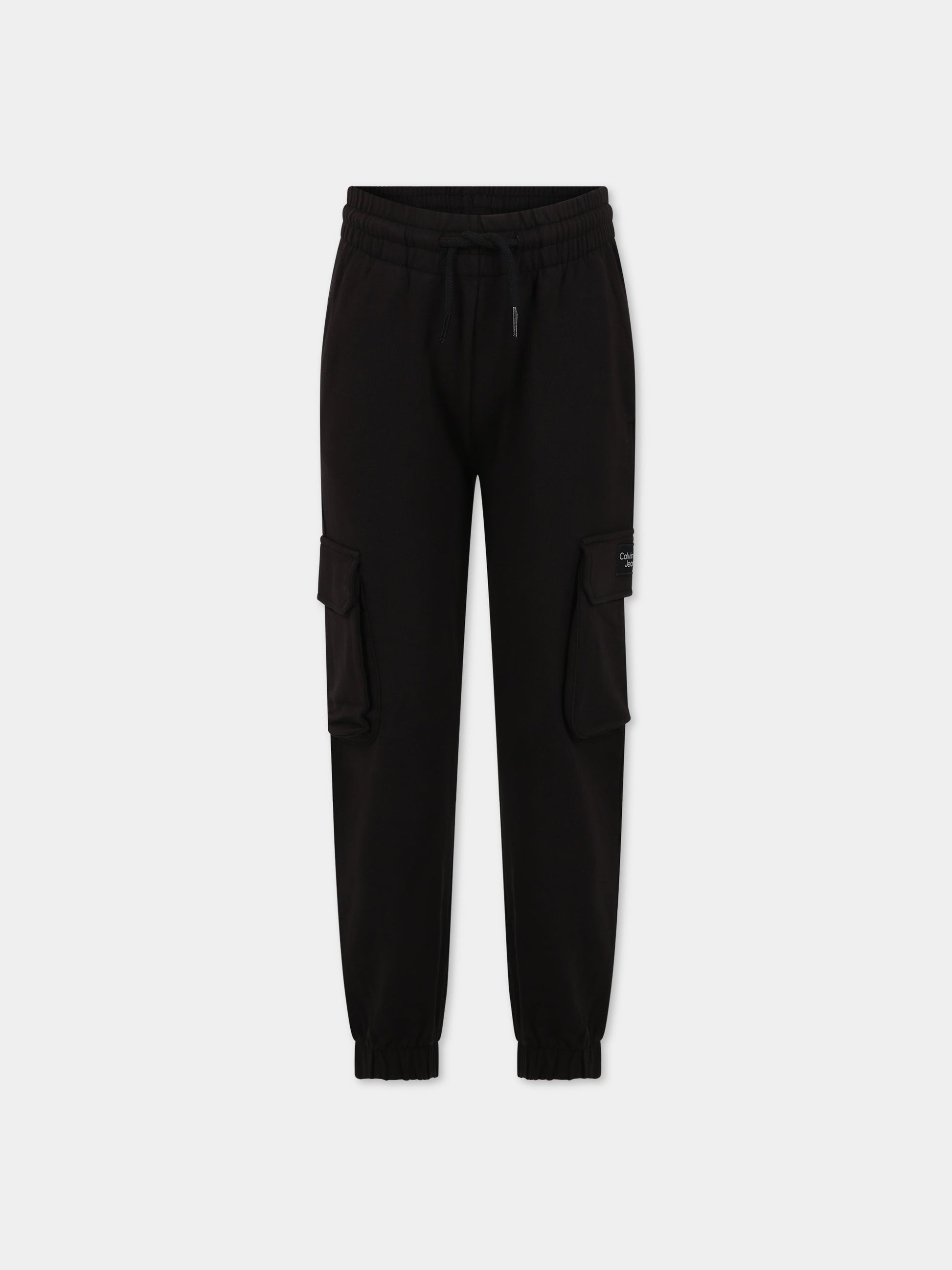 Pantaloni neri per bambina con logo,Calvin Klein Kids,IG0IG01605